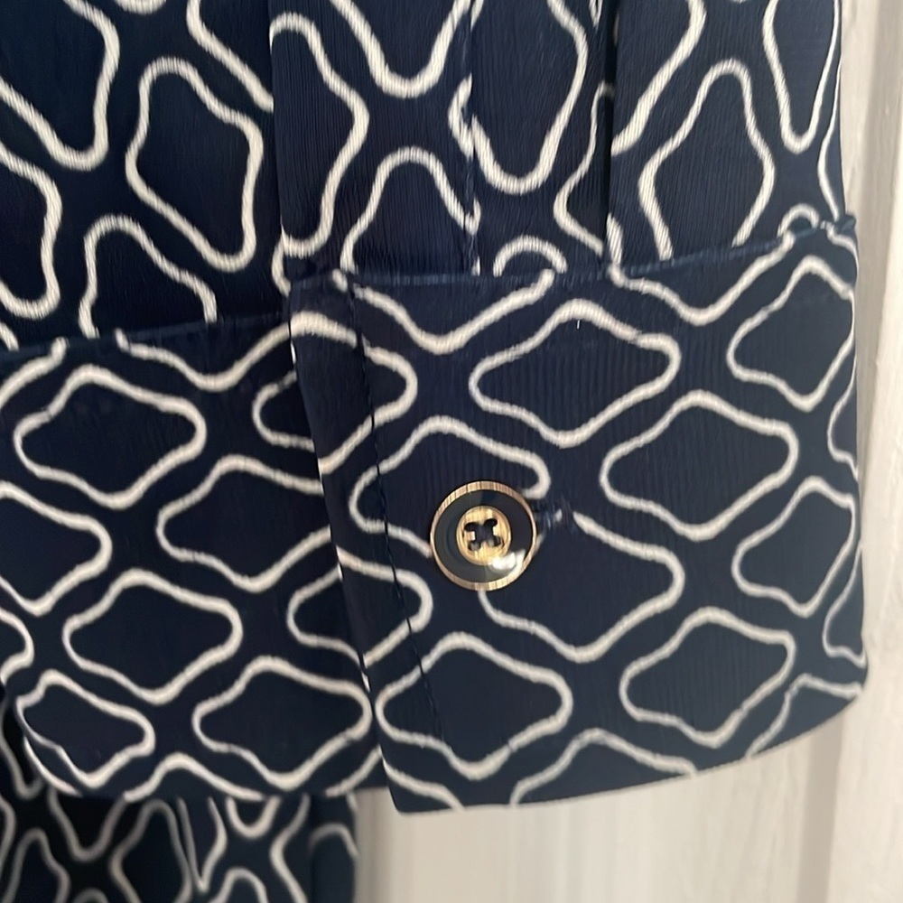 Talbots Navy and white medium petite dress with tied waist - Picture 8 of 9